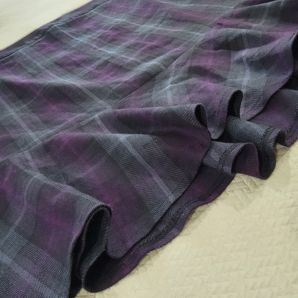 Ashley Stewart Purple Plaid skirt Ruffles peplum at Bottom Hem Size 18W - Picture 2 of 16